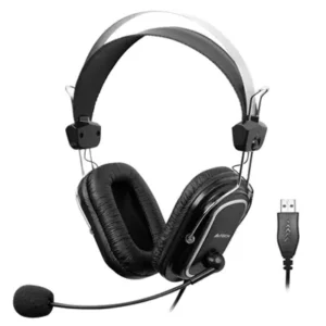 A4Tech HU-50 ComfortFit Stereo USB Headset – Single-Directional Mic, 2m Cable, Super-Soft Ear Pads, Adjustable Headband, Black