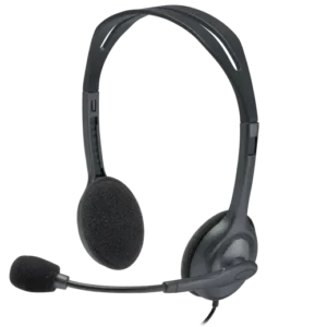 Logitech H111 Wired Stereo Headset – 3.5 mm, 32 Ω, 100 dB, Rotating Boom Mic, 2.35 m Cable, Foam Cushions, Lightweight