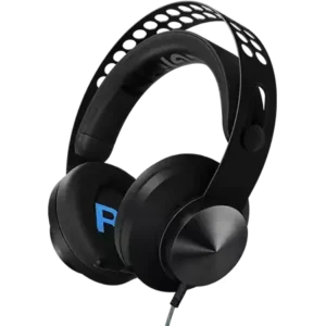 Lenovo Legion H300 Stereo Gaming Headset – 50mm Drivers, Retractable Noise-Canceling Boom Mic, 3.5mm Wired Connection, In-Line Controls, PU Leather Ear Cushions – Black