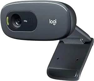 Logitech C270 HD Webcam – 720p/30fps, Noise-Reducing Mic, Auto Light Correction, USB Plug-and-Play