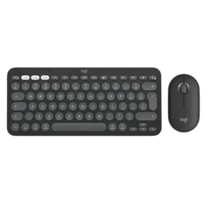 Logitech Pebble 2 Bluetooth/Logi Bolt Keyboard + Mouse Combo – Silent Touch, Customisable keys, low profile keys, High-precision Optical Tracking, Recycled Material, Tonal Graphite