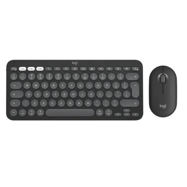 Logitech Pebble 2 Bluetooth/Logi Bolt Keyboard + Mouse Combo – Silent Touch, Customisable keys, low profile keys, High-precision Optical Tracking, Recycled Material, Tonal Graphite