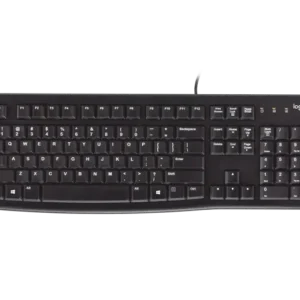 Logitech K120 Wired USB Keyboard – Full-Size, Spill-Resistant, Deep Profile Keys, 10-Key Number Pad, Plug-and-Play, Durable Design – Black