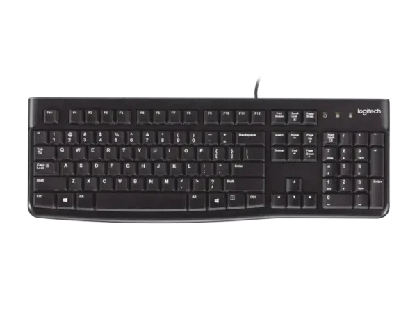 Logitech K120 Wired USB Keyboard – Full-Size, Spill-Resistant, Deep Profile Keys, 10-Key Number Pad, Plug-and-Play, Durable Design – Black