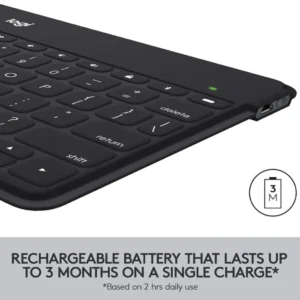 Logitech Keys-To-Go BLACK Ultra-Portable Bluetooth Keyboard for iPhone, iPad, Apple TV and Mac