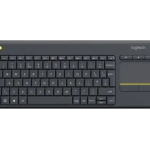 Logitech K400 Plus Wireless Touch Keyboard – Integrated Touchpad, 10m Range, 18-Month Battery, Media Hotkeys, Spill-Resistant Design – Black