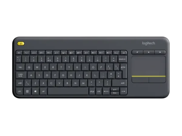 Logitech K400 Plus Wireless Touch Keyboard – Integrated Touchpad, 10m Range, 18-Month Battery, Media Hotkeys, Spill-Resistant Design – Black