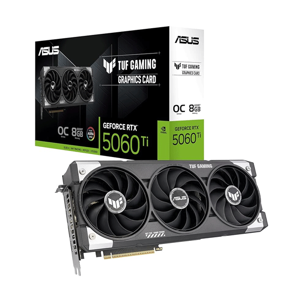 ASUS TUF Gaming GeForce RTX™ 5060 Ti OC Edition 8GB GDDR7 Graphics Card – PCIe 5.0, 4608 CUDA Cores, 28 Gbps Memory Speed, Triple-Fan Cooling