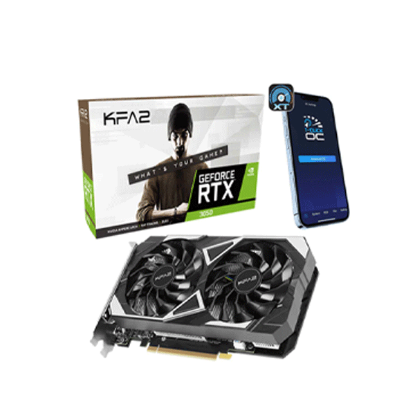 GALAX GeForce RTX 3050 EX 6GB GDDR6 – PCIe 4.0, 2304 CUDA Cores, 14Gbps, Factory OC 1‑Click Boost to 1485MHz, Dual 92mm Fans, 3 × DP 1.4a + HDMI 2.1, 70W