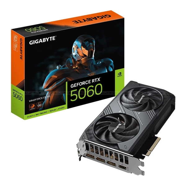 GIGABYTE GeForce RTX™ 5060 WINDFORCE OC 8G – GDDR7, DLSS 4, Ray Tracing, PCIe 5.0, Dual-Fan Cooling
