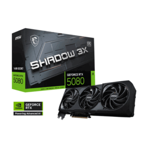 MSI GeForce RTX™ 5080 SHADOW 3X OC 16GB GDDR7 Graphics Card – 2655MHz Boost, PCIe 5.0, TORX Fan 5.0, DLSS 4, HDMI 2.1b & DisplayPort 2.1b