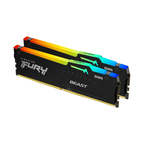 Kingston FURY Beast RGB DDR5‑6000MT/s CL30 64GB(2×32GB) KF560C30BBAK2-64 Memory – Intel® XMP 3.0, 1.4V, Dual‑Channel Kit