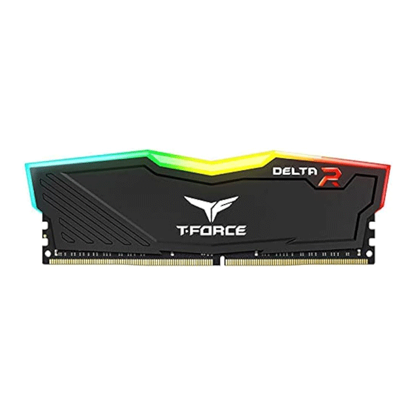 TeamGroup T-FORCE DELTA RGB 8GB (1x8GB) DDR4-3200MTs CL16 Memory — Intel XMP 2.0, 1.35V, JEDEC RC 2.0 PCB, Black